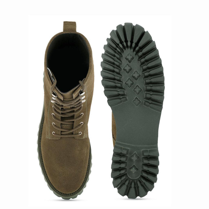 Saint Anastasia Bosco Green Leather Lace Up High Ankle Boots - SaintG UK