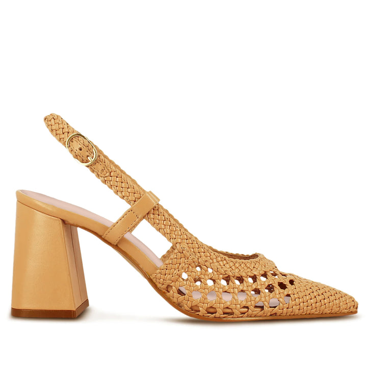Ocra Hand Woven Leather Sling Back Heels for women