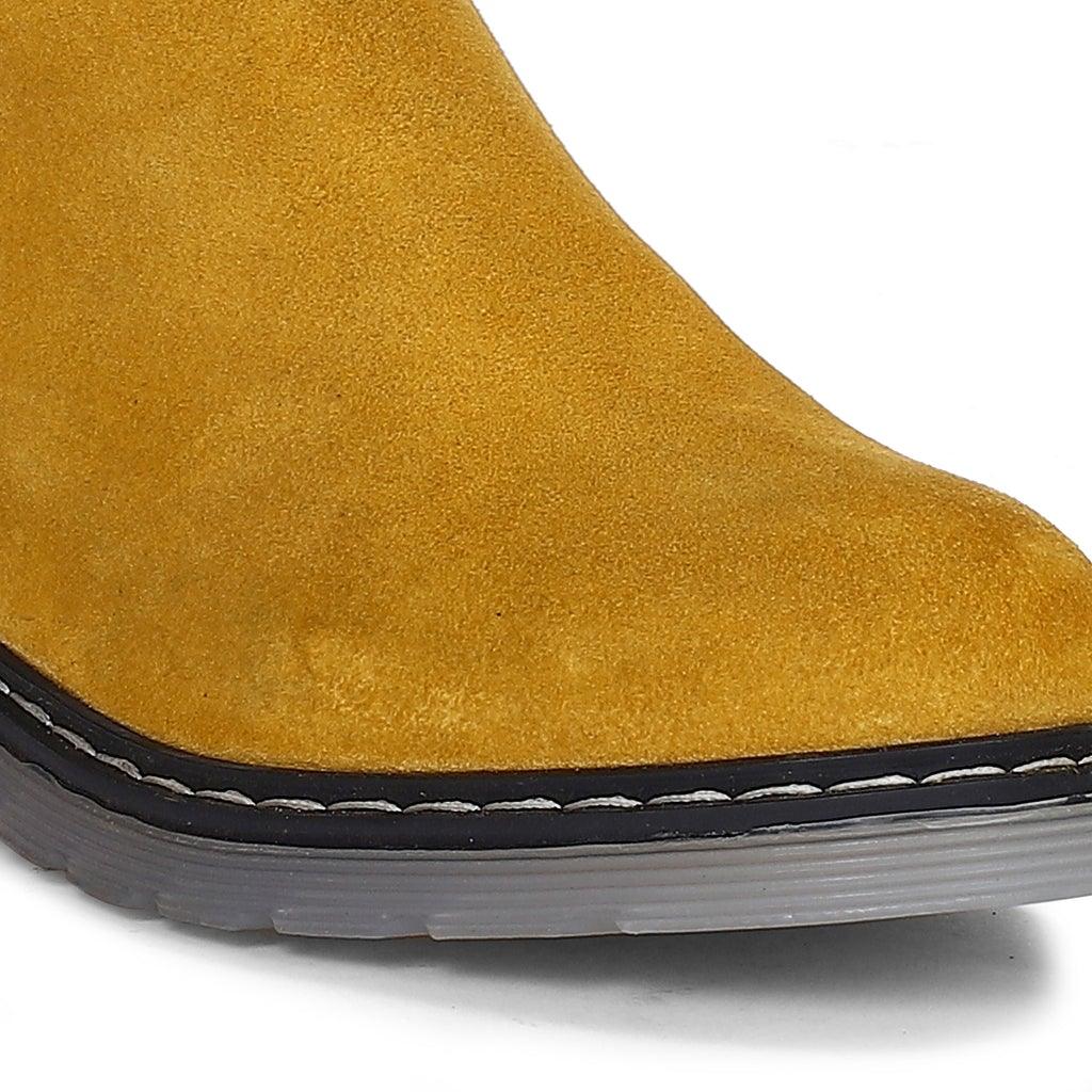 Saint Elaine Yellow Suede Leather Chelsea Boots - SaintG UK