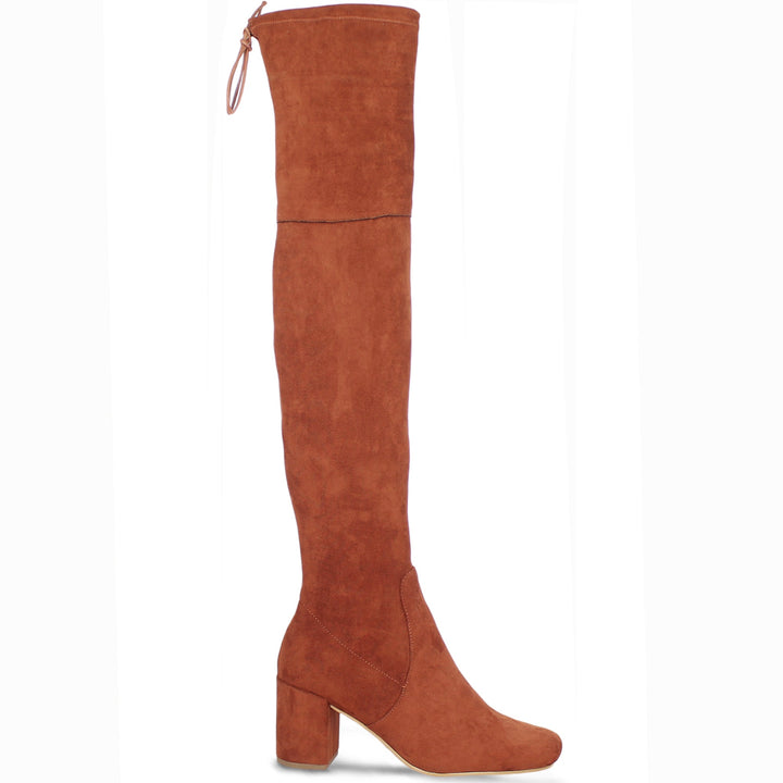 Tan Stretch Suede Above The Knee Boots for women