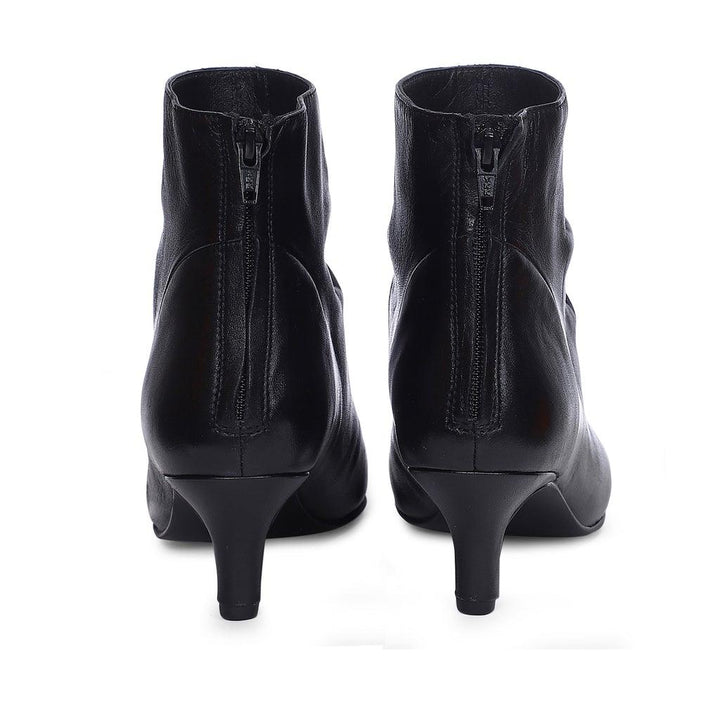 Saint Lovina Black Slouch Leather Kitten Ankle Boots - SaintG UK