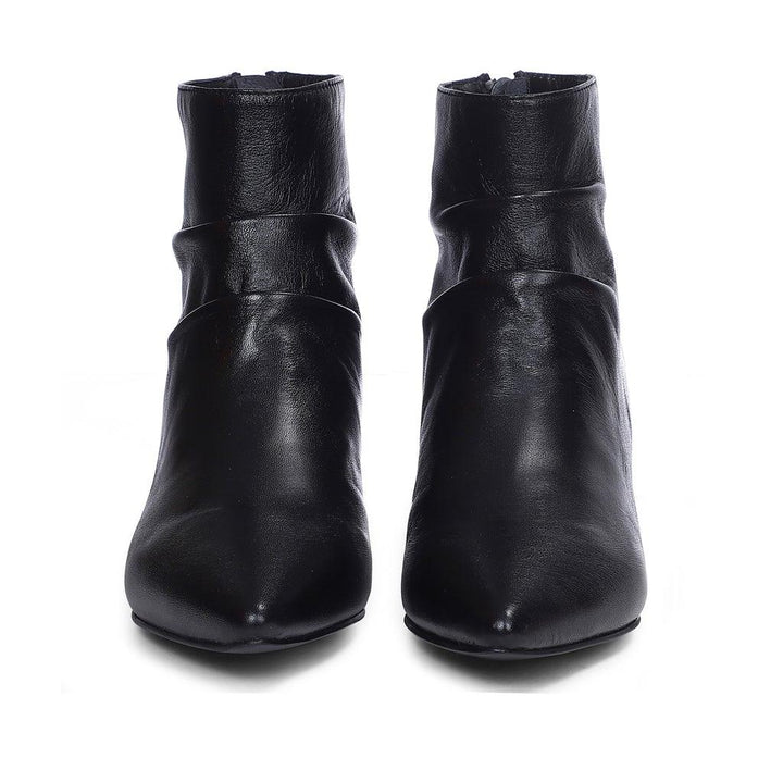 Saint Lovina Black Slouch Leather Kitten Ankle Boots - SaintG UK