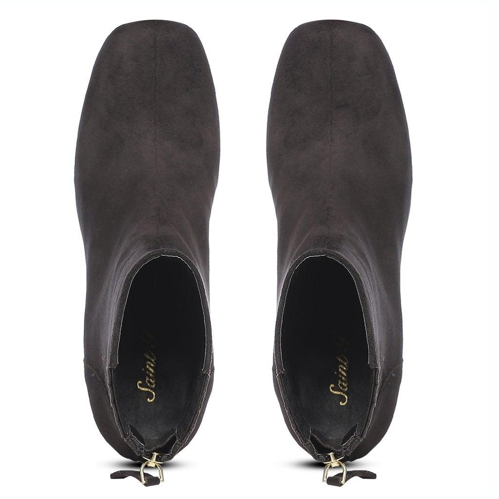 Saint Stellina Grey Suede Leather Back Zipper Ankle Boots - SaintG UK